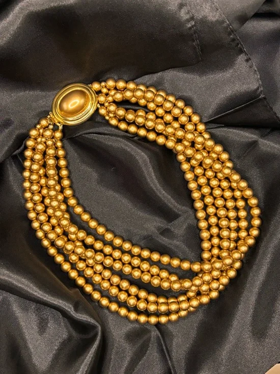 Vintage Carolee Gold Multi Strand 14” Statement Necklace Glam Luxe - Picture 4 of 8